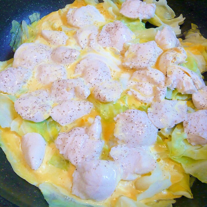 ささみとキャベツの酒蒸し 卵も加えて レシピ 作り方 By ヒッキーノンキ 楽天レシピ